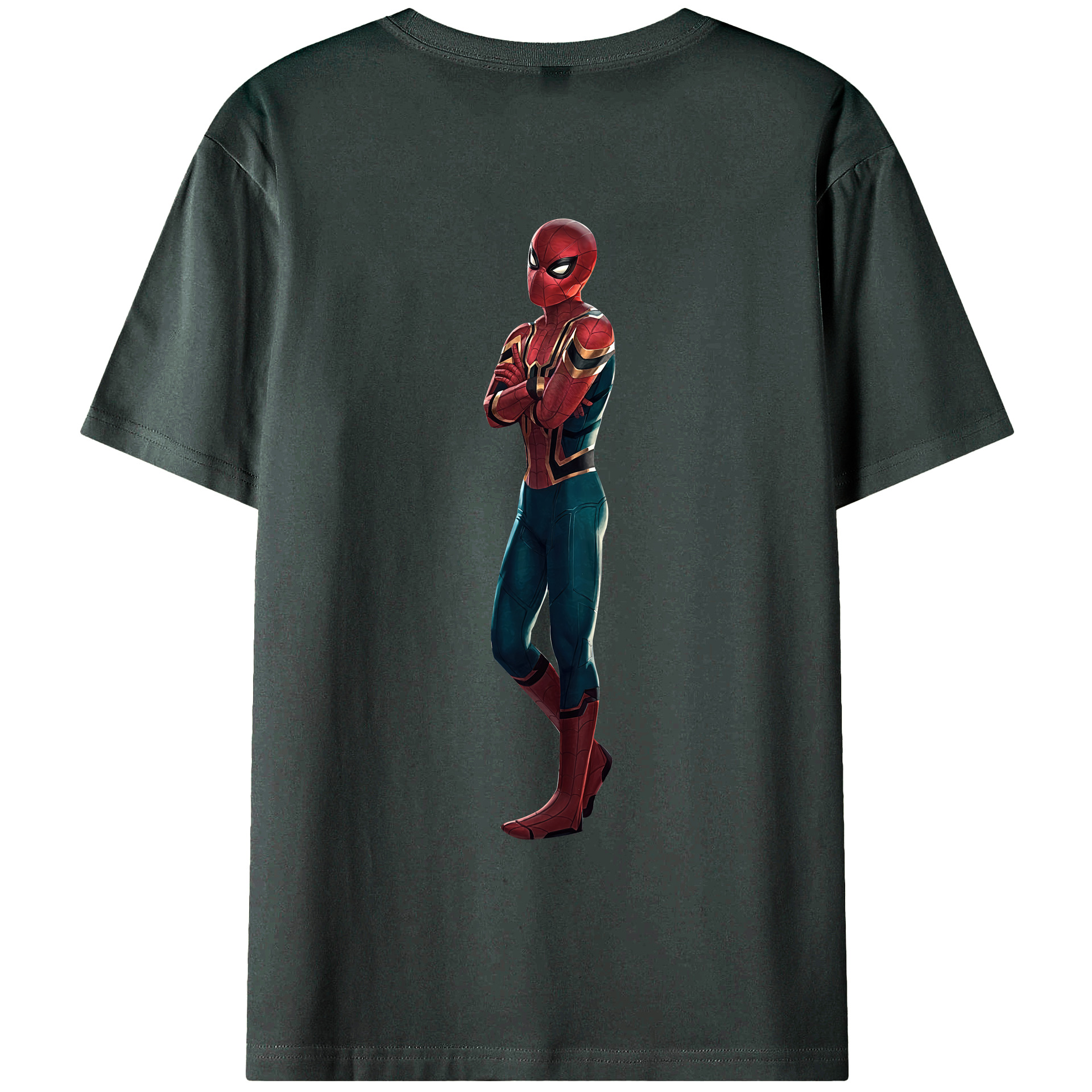 （画像用） Spider Man スパイダーマン 綿100％ メンズ半袖Tシャツ（バックプリント） 通気性